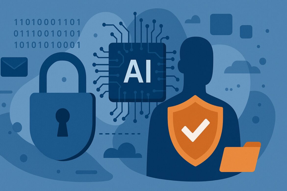 Profesional protegiendo datos digitales frente a inteligencia artificial